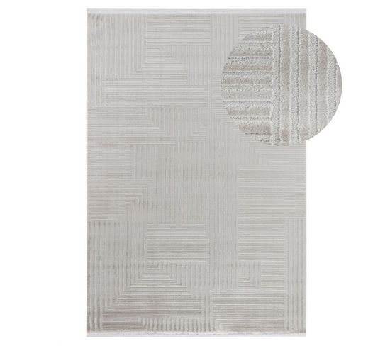 Tapis Beige à Franges Madrid 25 Beige - 160x230 Cm