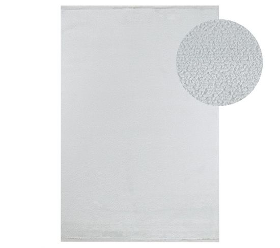 Tapis Uni Blanc Cassé à Franges Madrid 710 Crème - 200x290 Cm