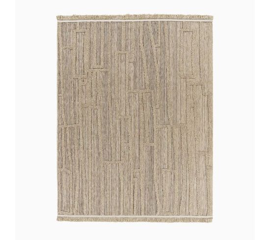 Tapis Extérieur Intérieur Effet Jute Géométrique Cassis 99 Beige - 80x150 Cm