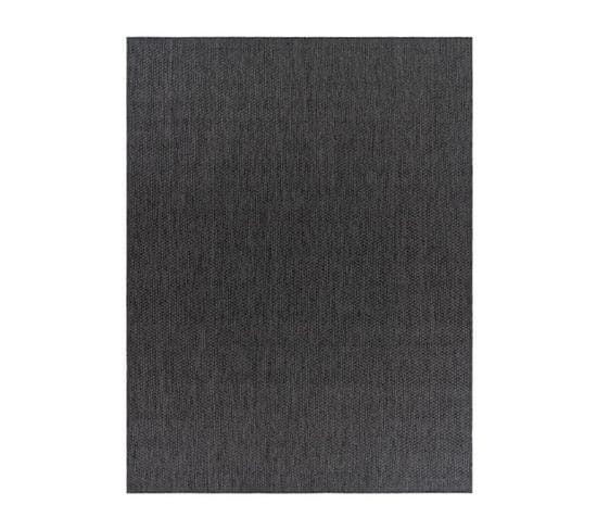 Tapis Extérieur Intérieur Effet Jute Noir Caracas 65 Noir - 80x150 Cm