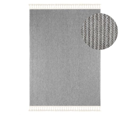 Tapis Tissé Effet Laine Gris Efes 60 Gris - 240x330 Cm