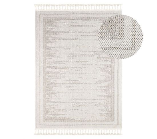 Tapis Tissé Effet Laine Crème Beige Efes 79 Crème - 160x230 Cm