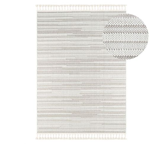 Tapis Tissé Effet Laine Crème Beige Efes 18 Crème - 240x330 Cm