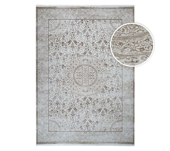 Tapis Lavable Oriental Taupe Istanbul 10 Taupe - 120x170 Cm