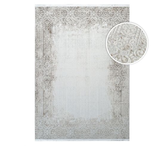 Tapis Lavable Oriental Taupe Istanbul 08 Taupe - 80x150 Cm