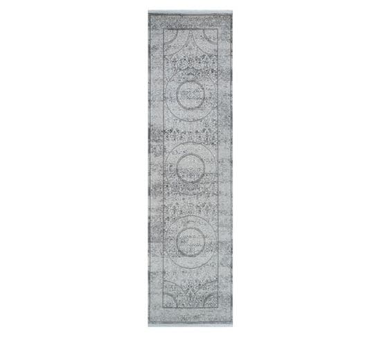 Tapis Lavable Oriental Gris Istanbul 10 Gris - 80x300 Cm