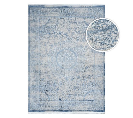 Tapis Lavable Oriental Bleu Istanbul 10 Bleu - 80x150 Cm