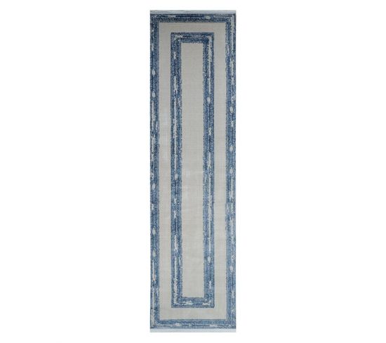 Tapis Lavable Bleu Istanbul 09 Bleu - 80x300 Cm