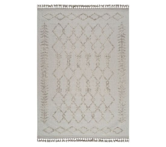 Tapis En Coton Berbère Crème Beige Milas 21 Crème - 120x170 Cm