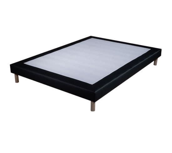 Sommier Tapissier Simili Noir - 160x200