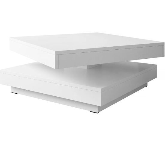 Table Basse Rotative "druzjan" - 70 X 70 X 34 Cm - Blanc