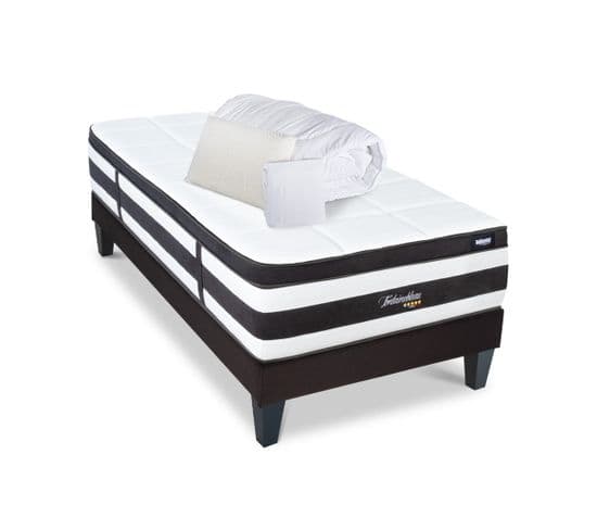 Pack Fontainebleau 90x200 Cm Matelas Ressorts + Sommier Bois + Accessoires