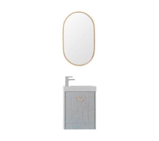 Meuble Lave-mains Gris Bord De Mer + Miroir Mistral