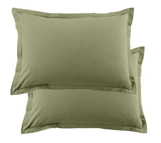 Lot De 2 Taies D'oreiller 50x70 Cm Coton 57 Fils Verveine