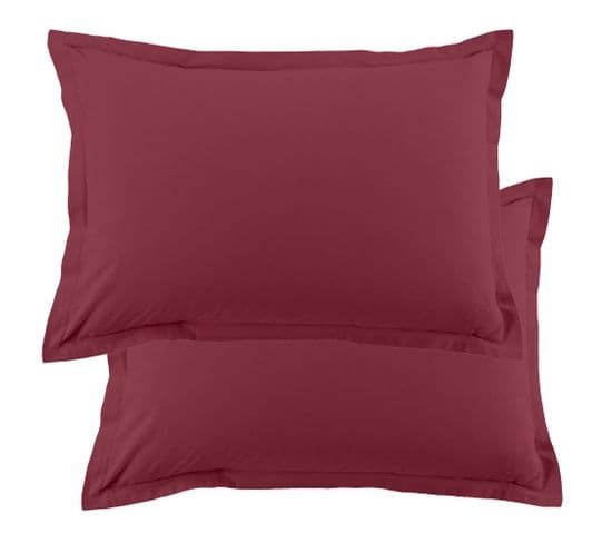 Lot De 2 Taies D'oreiller 50x70 Cm Coton 57 Fils Cerise