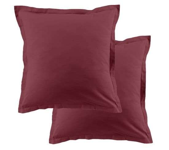 Lot De 2 Taies D'oreiller 63x63 Cm Coton 57 Fils Cerise