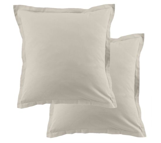 Lot De 2 Taies D'oreiller 63x63 Cm Coton 57 Fils Ivoire