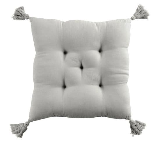 Coussin De Chaise 40x40 Cm Gaze De Coton Avec Pompons Nuage