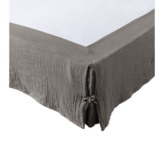 Cache Sommier 160x200 Cm Gaze De Coton Granit