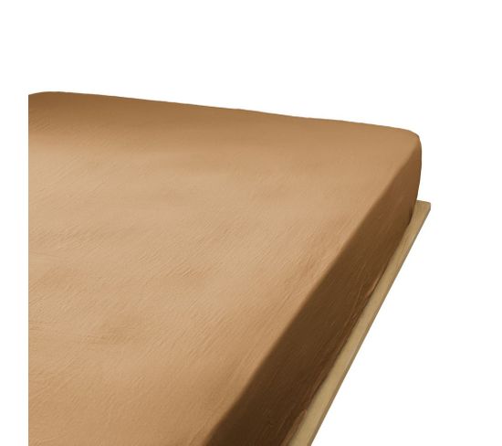 Drap Housse 90x190 Cm En Gaze De Coton Camel