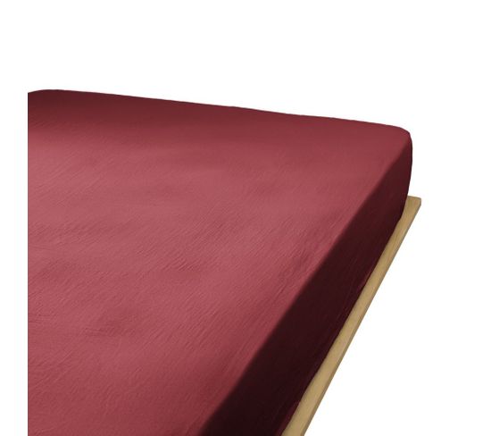 Drap Housse 90x190 Cm En Gaze De Coton Lie De Vin