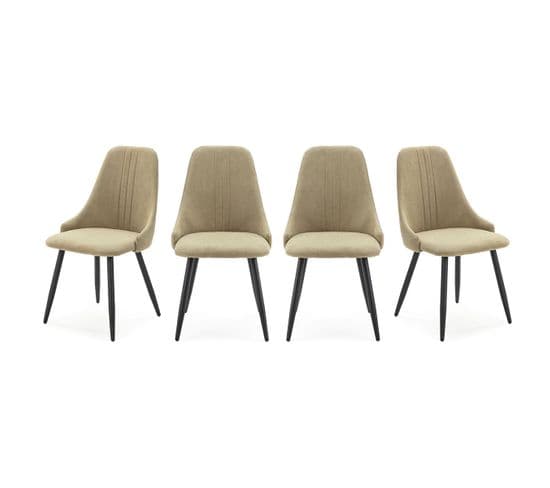 Lot De 4 Chaises En Tissu Vert Pâle - Soan