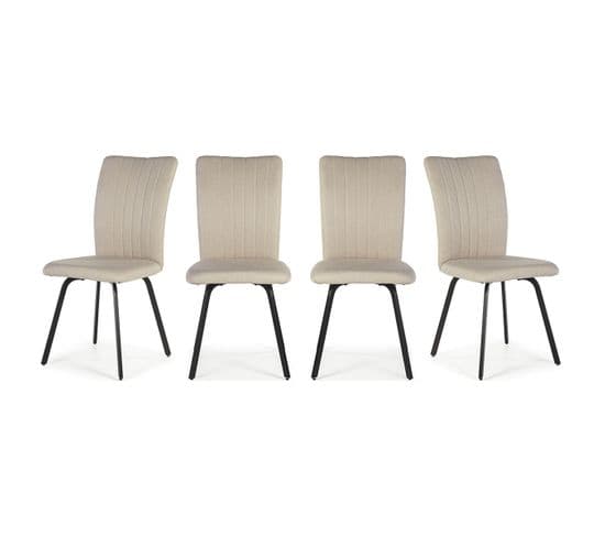 Lot De 4 Chaises En Tissu Beige - Lonni