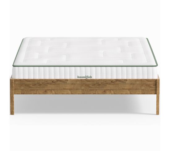 Ensemble Lit Adulte 180x200 En Bois Massif Aina + Matelas Latex Naturel