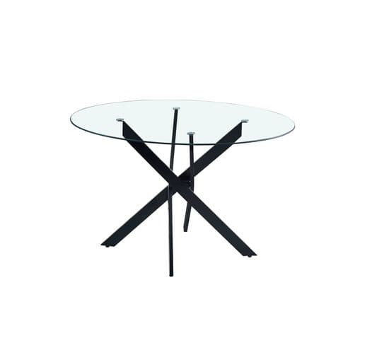 Table à Manger Ronde Jessica Black Verre Transparent 100x75cm