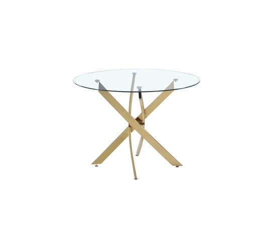 Table Repas  4 couverts Jessica Gold XXL Transparent diamètre 120 cm