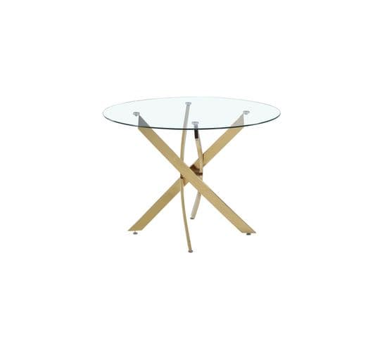 Table Repas  Ronde Jessica Gold Transparent Diamètre 100cm