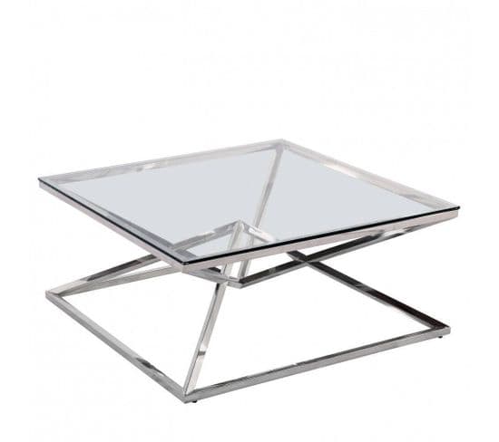 Table Basse Carré Pyramide Chrome 100x100x45 Cm