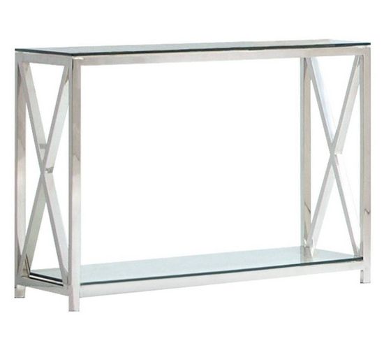 Table Console Kensy Chrome Verre Transparent 120x40x78 Cm