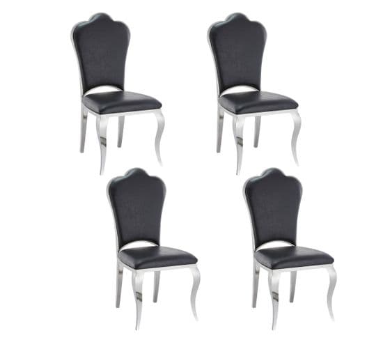 Lot De 4 Chaises Prestige Simili Cuir Noir - Sakura