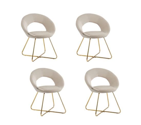 Lot De 4 Chaises Bubble Gold Velours Ecru