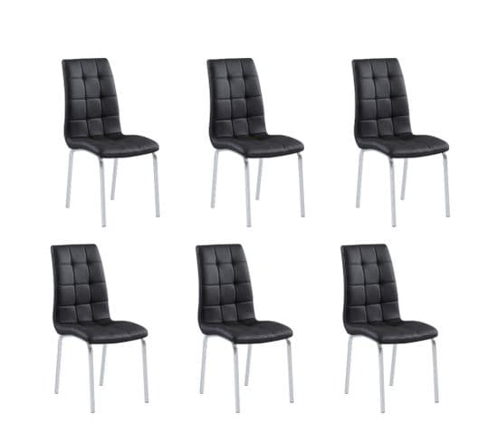 Lot De 6 Chaises Emma Simili Cuir Noir