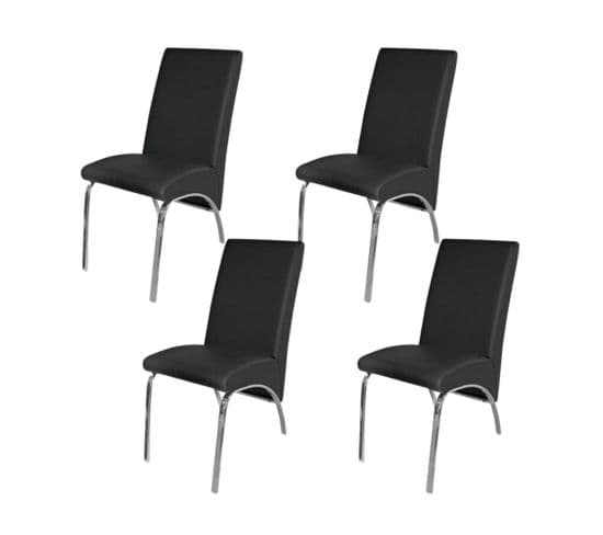 Lot De 4 Chaises Fate Simili Cuir Noir