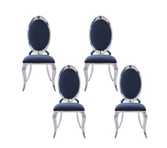 Lot De 4 Chaises Baroque Angel Baroque Chrome Velours Noir