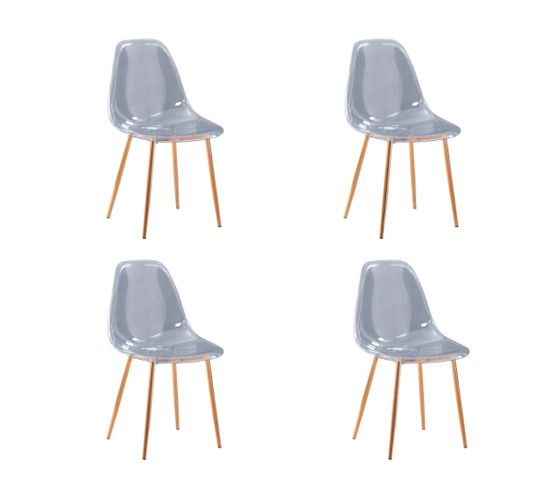 Lot de 4 chaises Scandinave Invisible Pieds Gold