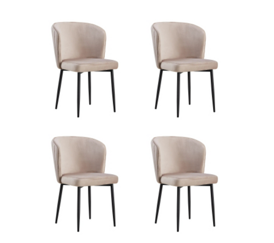 Lot De 4 Chaises Moderne Diana Métal Noir Velours Moka