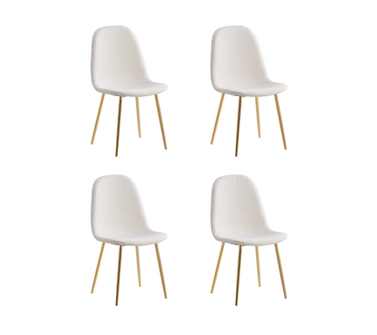 Lot De 4 Chaises En Doudou Bouclé Pieds Gold - Scandinave