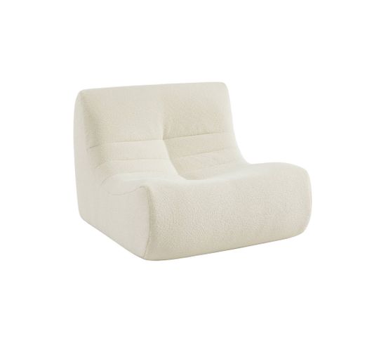 Fauteuil Chauffeuse En Bouclette Texturée Blanc Style Contemporain 1 Place