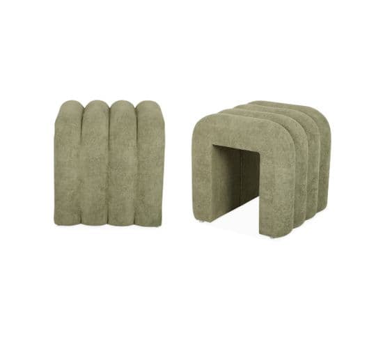 Set De 2 Poufs Contemporains En Tissu Vvert