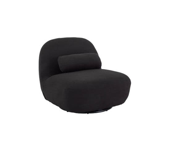 Fauteuil Pivotant 360° En Bouclette Texturée Noir. Piètement En Métal Noir Mat - Spino