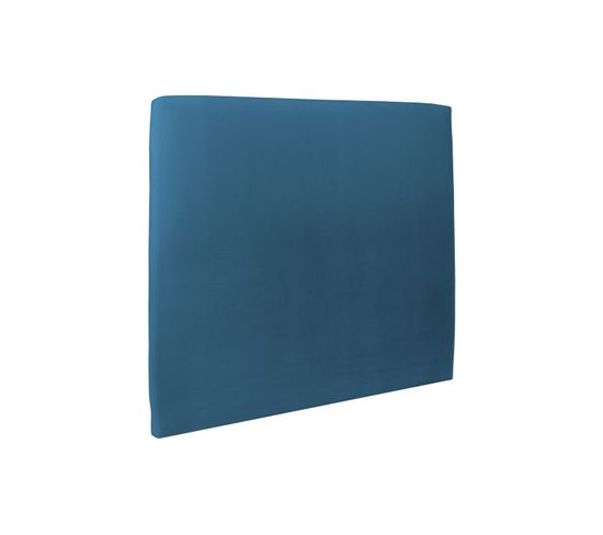 Tete De Lit Tapissee Velours Bleu L 180 Cm - Ep 10 Cm Rembourre