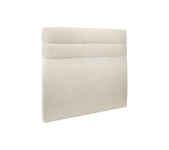 Tete De Lit Lignes Tissu Beige Clair L 140 Cm - Ep 10 Cm Rembourre