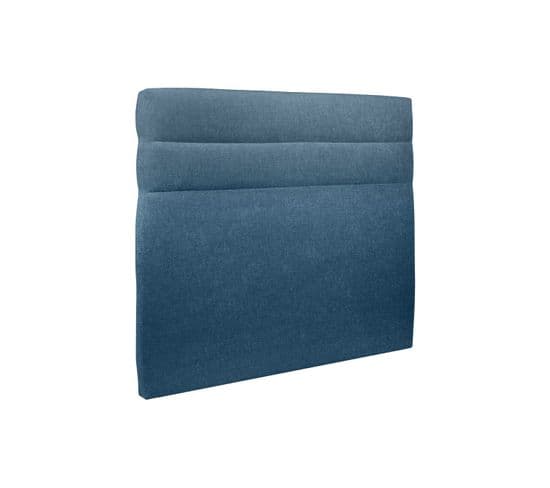 Tete De Lit Lignes Tissu Bleu L 200 Cm - Ep 10 Cm Rembourre