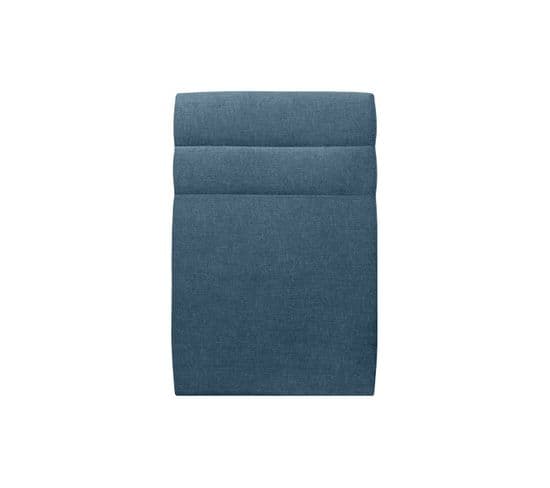 Tete De Lit Lignes Tissu Bleu L 90 Cm - Ep 10 Cm Rembourre