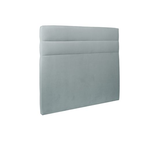 Tete De Lit Lignes Velours Gris Bleute L 140 Cm - Ep 10 Cm Rembourre