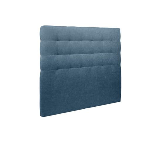 Tete De Lit Capitonnee Tissu Bleu L 160 Cm - Ep 10 Cm Rembourre